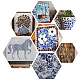 磁器モザイクタイ  家の装飾やdiyの工芸品  不規則な五角形  マリンブルー  23.5~64x18~44x5.5~6mm PORC-FH0001-01-3