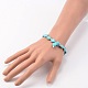 Heart Synthetic Turquoise Beads Charm Stretch Bracelets BJEW-JB02100-01-3