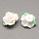 Handmade Polymer Clay 3D Flower with Leaf Beads CLAY-Q202-20mm-01-1