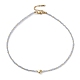 201 collana con pendente a cuore in acciaio inossidabile con perla di vetro NJEW-Z029-02B-1