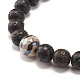 Bracelet pierre de lave naturelle & perles mala tibétaines dzi BJEW-JB07468-02-4