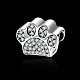 Dog's Paw Prints 925 Sterling Silver Cubic Zirconia European Stopper Beads STER-BB15831-4