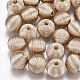 Wood Beads Covered with Polyester Cord Wire WOVE-S117-16mm-05-2