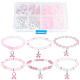 Sunnyclue 1 caja DIY 6 juegos de pulseras de concienciación sobre el cáncer de mama DIY-SC0021-74-1