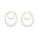 ABS Plastic Imitation Pearl Beaded Double Oval Hoop Earrings EJEW-P205-13G-2