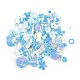 プラスチックスパンコールビーズ  スパンコールビーズ  混合図形  ブルー  4~19x4~13x0.1mm  穴：1~3.9mm DIY-P025-05E-1
