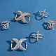 Chgcraft 6 piezas 6 estilo cristal en forma de infinito y en forma de x y tres anillos en forma de rhinestone bufanda hebilla anillos JEWB-CA0001-03-4