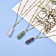 Bullet Natural Gemstone Pendant Necklaces Set for Girl Women NJEW-JN03670-3