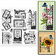 GLOBLELAND Vintage Flower Background Clear Stamps 15x15cm Retro Photo Frame Silicone Clear Stamp Seals for DIY Scrapbooking Cards Making Photo Album Journal Home Decoration DIY-WH0372-0039-1
