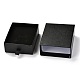 長方形の紙の引き出しボックス  黒のスポンジとポリエステルロープ付き  ブレスレットとリング用  ブラック  9.2x7.4x3.5cm CON-J004-02A-05-2