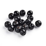 Des perles en bois naturel, teinte, ronde, sans plomb, noir, 10x8.5mm, Trou: 3.5mm