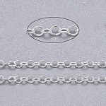 Messingkabelketten, gelötet, mit Spule, Oval, cadmiumfrei und bleifrei, langlebig plattiert, Silber, 2x1.5x0.35 mm, ca. 301.83 Fuß (92m)/Rolle