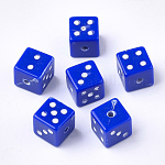 Acrylic Beads, Dice, Blue, 7.5x7.5x7.5mm, Hole: 1.5mm, about 1000pcs/500g