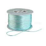 Round Nylon Thread, Rattail Satin Cord, for Chinese Knot Making, Pale Turquoise, 1mm, 100yards/roll
