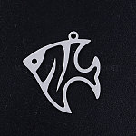 201 Stainless Steel Pendants, Tropical Fish, Stainless Steel Color, 23x23x1mm, Hole: 1.5mm