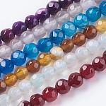Chapelets de perles d'agate naturelle, facette, teinte, ronde, couleur mixte, 4mm, Trou: 0.5mm, Environ 91~93 pcs/chapelet, 15 pouce