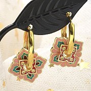 Серьги-кольца из латуни с ромбами EJEW-R016-13G-03