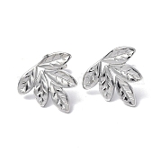 304 Stainless Steel Leaf Stud Earrings for Women EJEW-F300-13P