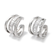 Серьги-каффы из латуни с микропаве и кубическим цирконием EJEW-E310-20P