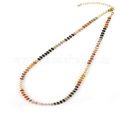 Collares de cuentas redondas de aventurina roja natural colorida, cuarzo fresa y aventurina verde para un estilo playero de verano., dorado, 16.54 pulgada (42 cm)