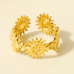 Anneaux ouverts réglables en acier inoxydable 304, soleil, or, 10mm, diamètre intérieur: 17 mm