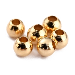 Messing-Abstandshalterkugeln, cadmiumfrei und bleifrei, langlebig plattiert, Runde, echtes 24k vergoldet, 2.3x2 mm, Bohrung: 1 mm