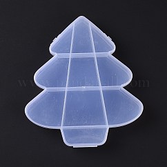 10 boite plastique transparente grilles, contenants de perles en forme d'arbre de noël pour petits bijoux et perles, fumée blanche, 18x15.9x2.5 cm, diamètre intérieur: 22~52x27~59x22 mm