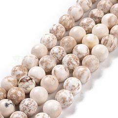Fili di perline di magnesite naturale, tondo, 8mm, Foro: 1 mm, circa 48pcs/filo, 15.7 pollice (39.8 cm)