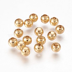 Perlas de acero inoxidable 304, rerondana plana, redondo, real 24k chapado en oro, 4x3.5mm, agujero: 1.5 mm