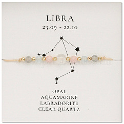 Pulseras de cuentas de constelación de piedras preciosas naturales, Libra, colorido, 11 pulgada (28 cm)