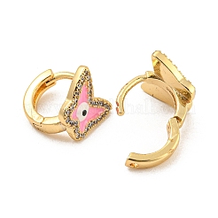 Серьги-кольца из настоящей латуни с позолотой 18 карат в виде бабочки со сглазом EJEW-L269-074G