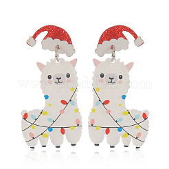 Милые рождественские серьги-гвоздики с акриловыми подвесками в виде овец&nbsp;QW2169