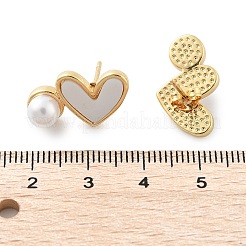 Серьги-гвоздики из латуни в форме сердца EJEW-C141-01G-02