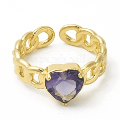 Открытое кольцо-манжета в форме сердца из кубического циркония RJEW-H120-10G