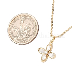 Ожерелья с подвесками из прозрачного кубического циркония и цветочной латунью NJEW-JN05286