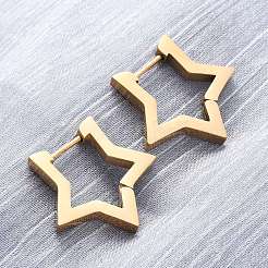 Серьги-кольца Huggie Hoop из нержавеющей стали 304 в форме звезды&nbsp;LS-STAS-H156-05G