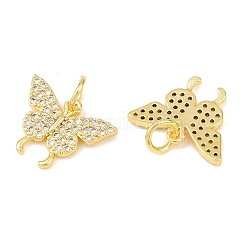 Подвески из латуни с микропаве из прозрачного кубического циркония в виде бабочек KK-C142-01G