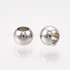 変色しない304ステンレススチールビーズ  ラウンド  ステンレス鋼色  4x3mm  穴：2mm&nbsp;LS-STAS-T008-230P