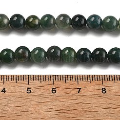 Натуральный зеленый мох камень круглые бортовые нити G-P070-49-6mm