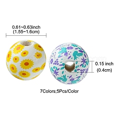 35шт 7 цвета деревянные европейские бусины WOOD-FS0001-17