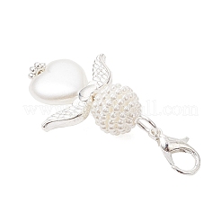 Подвеска в форме сердца ангела из акрила и АБС-пластика с имитацией жемчуга HJEW-JM03564-02