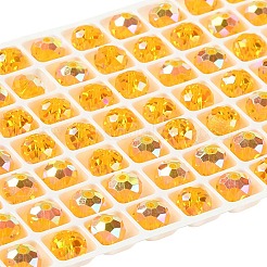 Ab色のメッキガラスビーズ  多面カット  ラウンド  ゴールド  8x5.5~6mm  穴：1.4~1.6mm  336個/セット&nbsp;EGLA-P059-03B-AB16