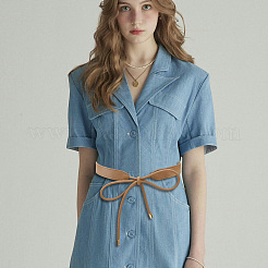 Бант из искусственной кожи обертывается вокруг пояса&nbsp;AJEW-WH20054-086A