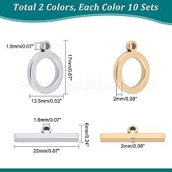 20 set di 2 fermagli a levetta in acciaio inossidabile 201 di colore diverso&nbsp;STAS-UN0036-06