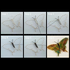 バタフライ模様DIYストリングアートキットセット  ハンマー入り  木の板  プラスチックホルダーアクセサリー  合金の釘とネジ  はさみ  ポリエステル糸  15x15x0.85cm&nbsp;DIY-F070-14
