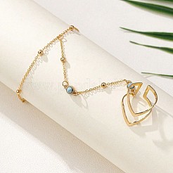 Простые браслеты из нержавеющей стали 304 с синтетической бирюзой для женщин FS-WG7DA0D-08