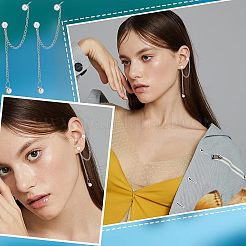 36 шт. двухцветные акриловые серьги-каффы с жемчужными бусинами EJEW-UN0002-15