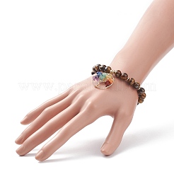 Bracelet extensible en oeil de tigre naturel&nbsp;BJEW-JB08748-03