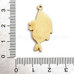ステンレス製のホーローのペンダント  魚のチャーム  ゴールドカラー  カラフル  30x14.5x1.5mm  穴：1.5mm&nbsp;LS-STAS-I065-01G-02