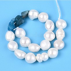 Натуральные апатитовые самородки и нити из натурального культивированного пресноводного жемчуга PEAR-N023-01A-09